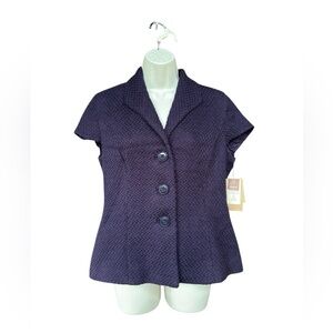 Coldwater Creek Jacket Womans Size 12 Purple Cap Sleeve Boucle Tweed Blazer Coat